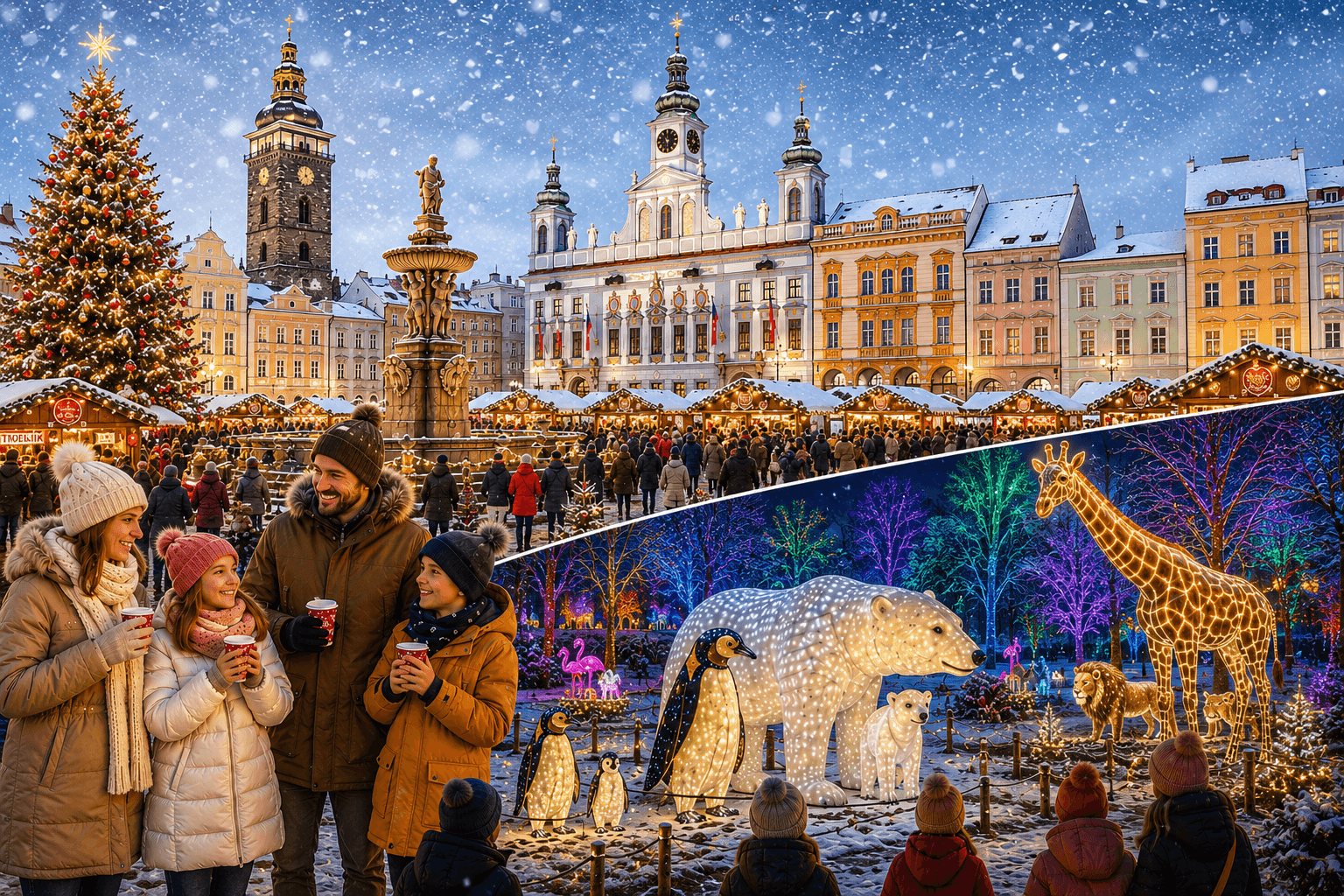 2675 Vánoční České Budějovice a kouzelně nasvícená ZOO Hluboká
